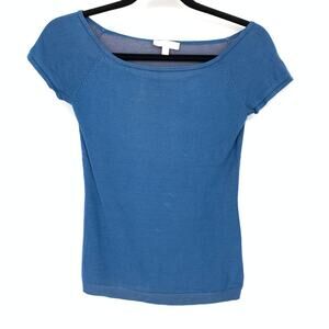 Kookai Boatneck Short Sleeve Sweater Top Womens Size 1 US Small Blue *READ